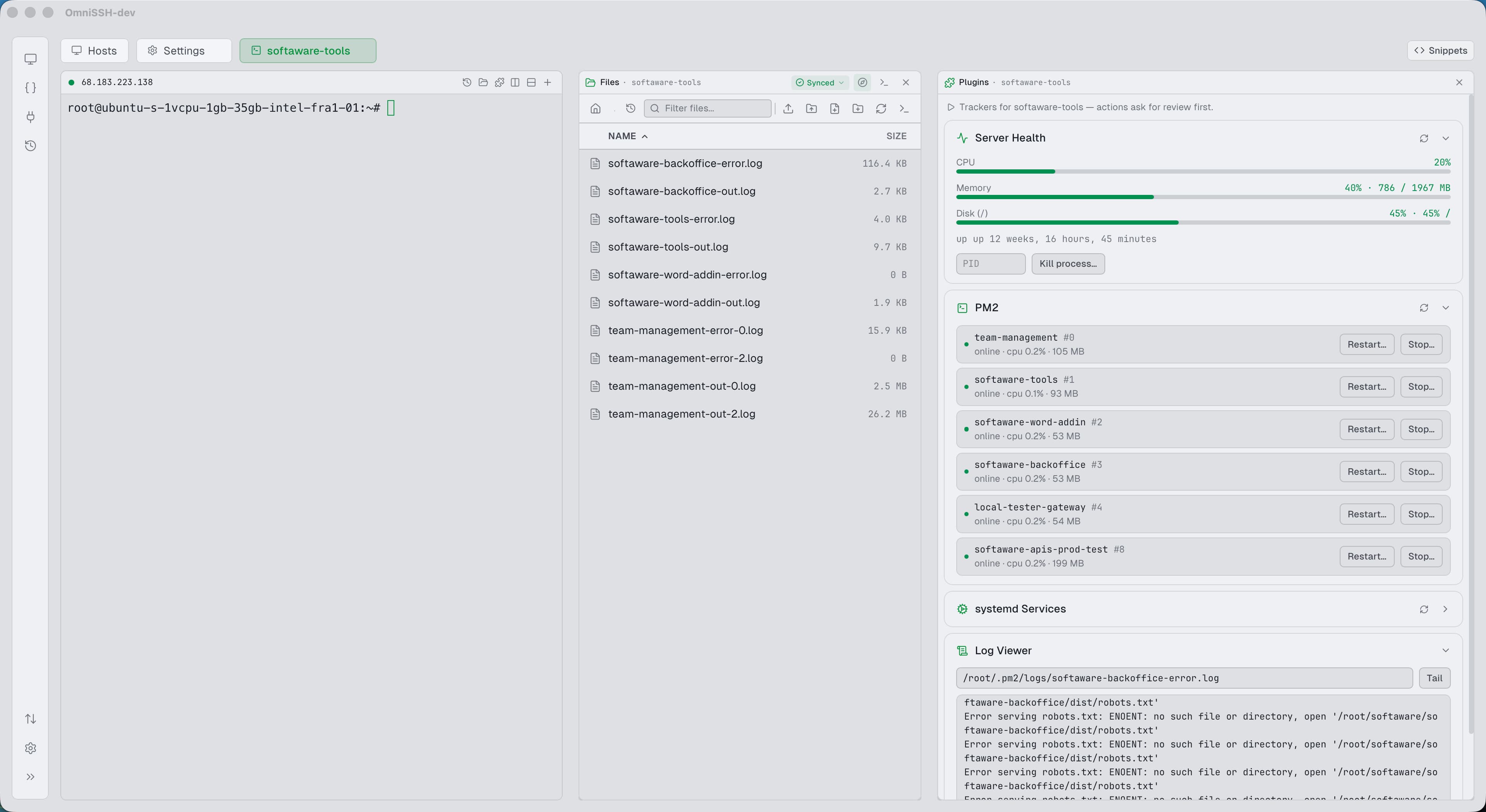 OmniSSH Unified Workspace with Terminal, OSC 7 Linked Explorer, and Host Plugins Dock